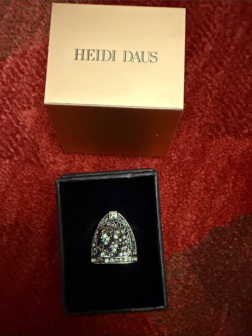 Heidi Daus Black and Silver Dome Crystal Statement Ring